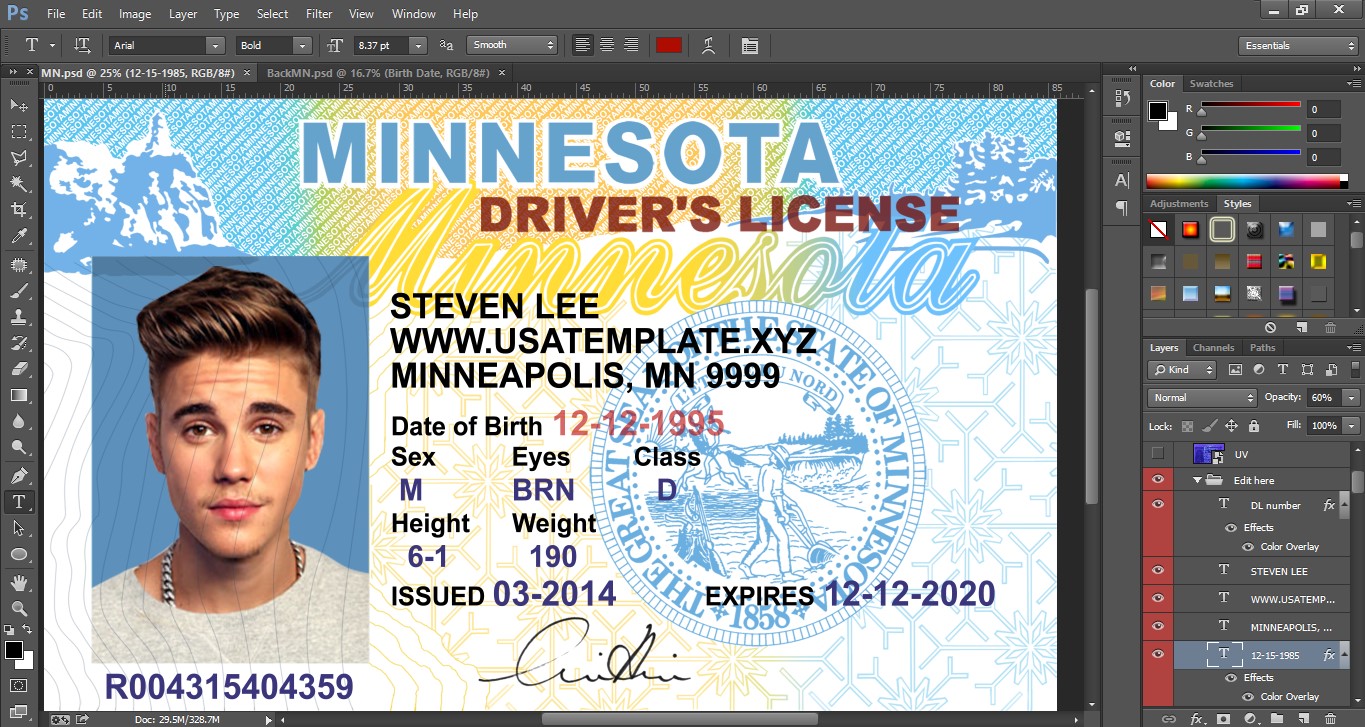 Minnesota Drivers License Template Lasopahood